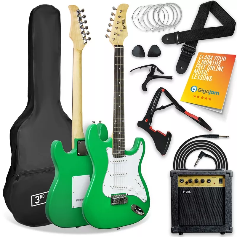3rd-avenue-full-size-electric-guitar-pack-green 3rd Avenue Full Size Electric Guitar Pack Green