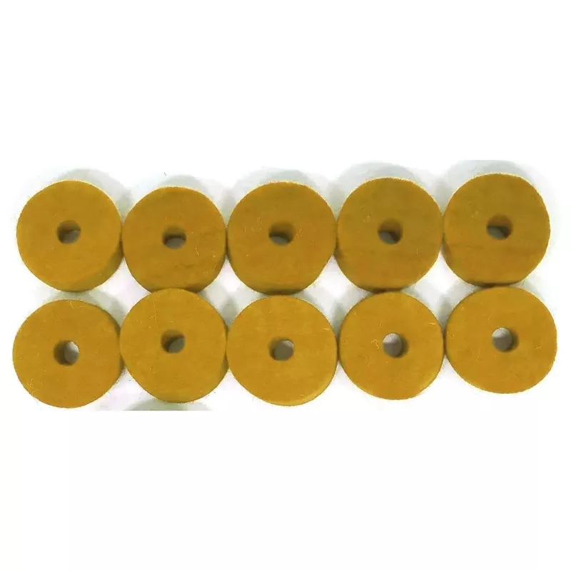 ahead-yellow-wool-cymbal-felts-10-pack-1-5-x-5 Ahead Yellow Wool Cymbal Felts, 10 pack 1.5″ x .5″