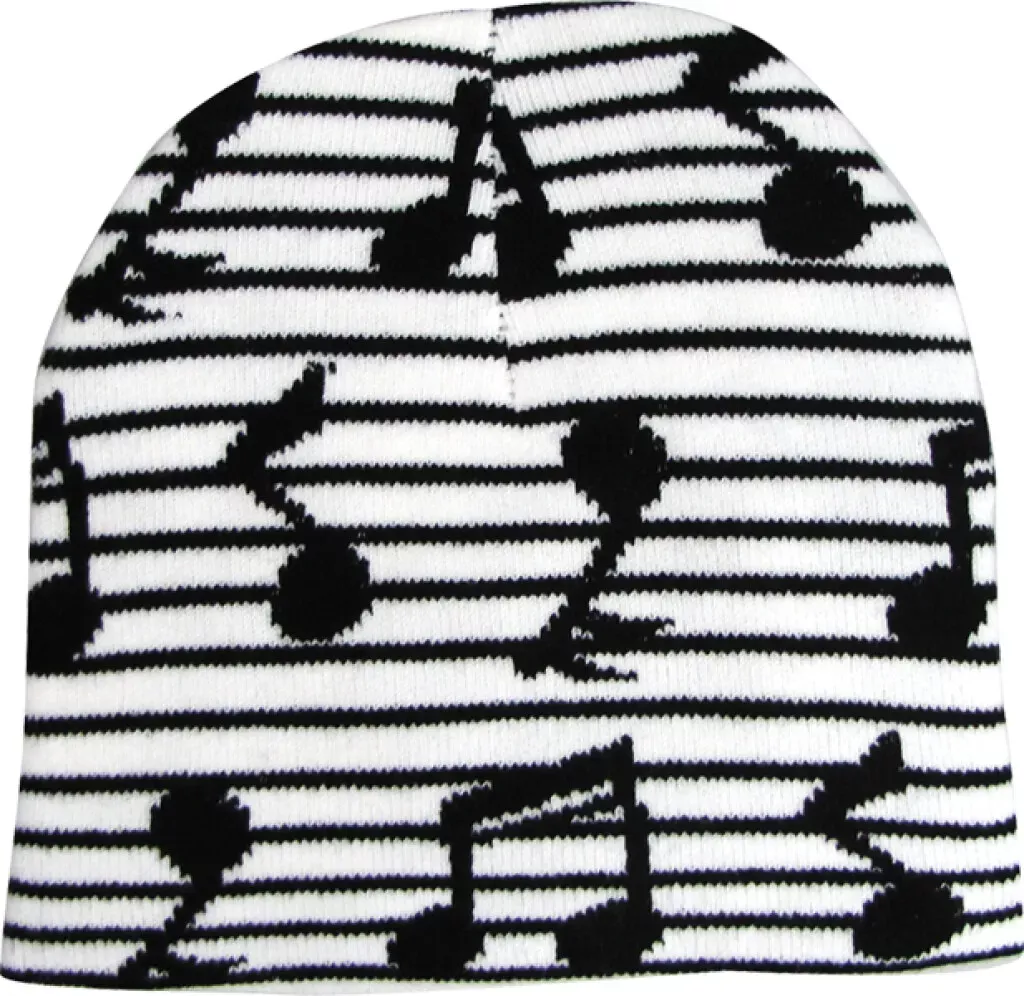 AIM 71853 Music Note White Beanie Hat