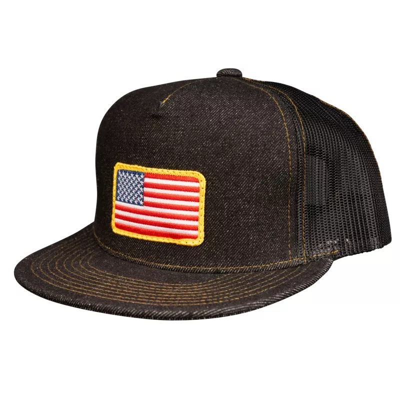 american-flag-denim-trucker-hat-denim American Flag Denim Trucker Hat Denim