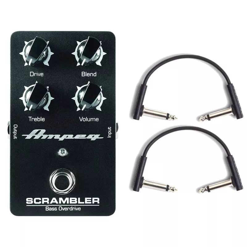 Ampeg Scrambler Bass Overdrive Pedal w/RockBoard Flat Patch Cables Bundle