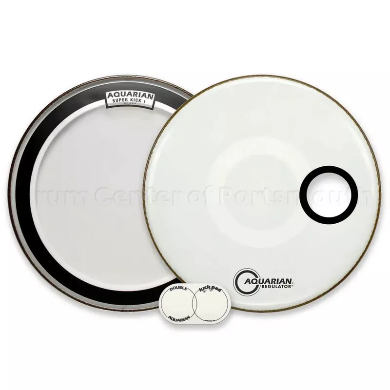 Aquarian Super Kick I Clear/Regulator White Bass Drumhead Pack 20″