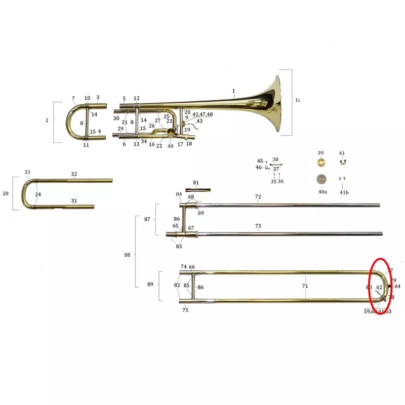 Bach Trombone Stradivarius Handslide Crook Assembly 36
