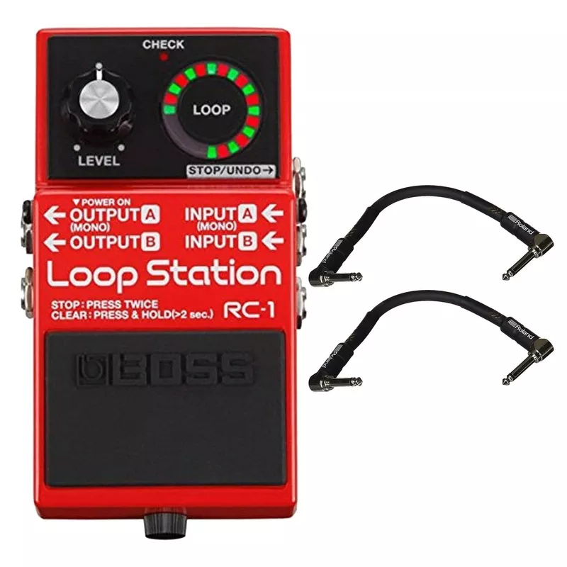 boss-rc-1-loop-station-bundle-w-2-roland-black-series-6-inch-patch-cables Boss RC-1 Loop Station Bundle w/ 2 Roland Black Series 6 inch Patch Cables