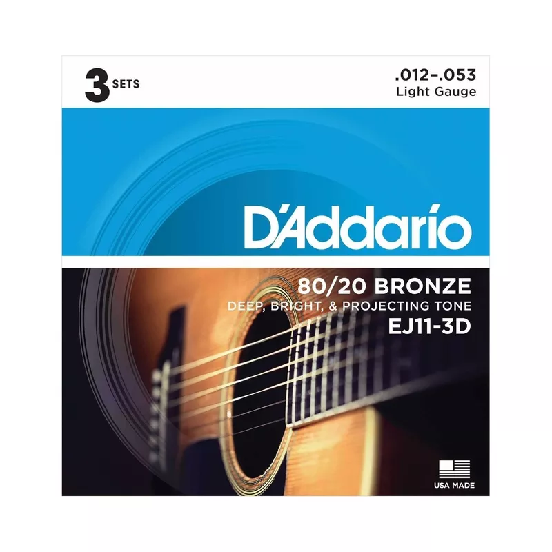 d-addario-ej11-80-20-bronze-acoustic-guitar-strings-light-3-pack D’Addario EJ11 80/20 Bronze Acoustic Guitar Strings, Light (3-Pack)