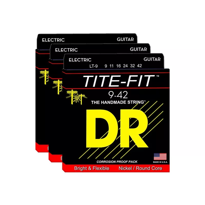 DR Strings LT-9 Tite Fit Electric 9-42 3 Pack Bundle