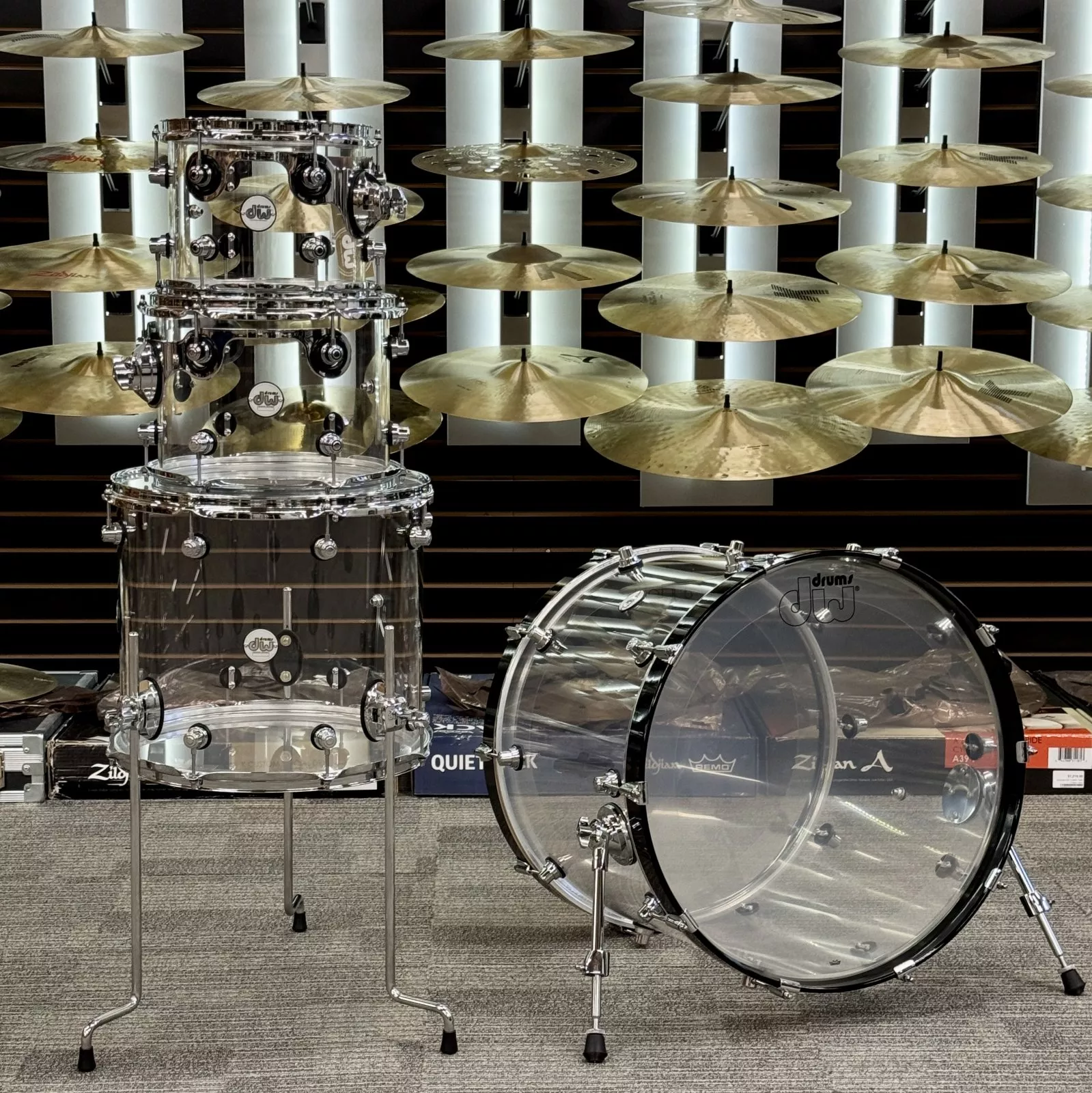 dw-ddac2214cl-design-4-piece-clear-acrylic-shell-pack-floor-model DW DDAC2214CL DESIGN 4-PIECE CLEAR ACRYLIC SHELL PACK - FLOOR MODEL
