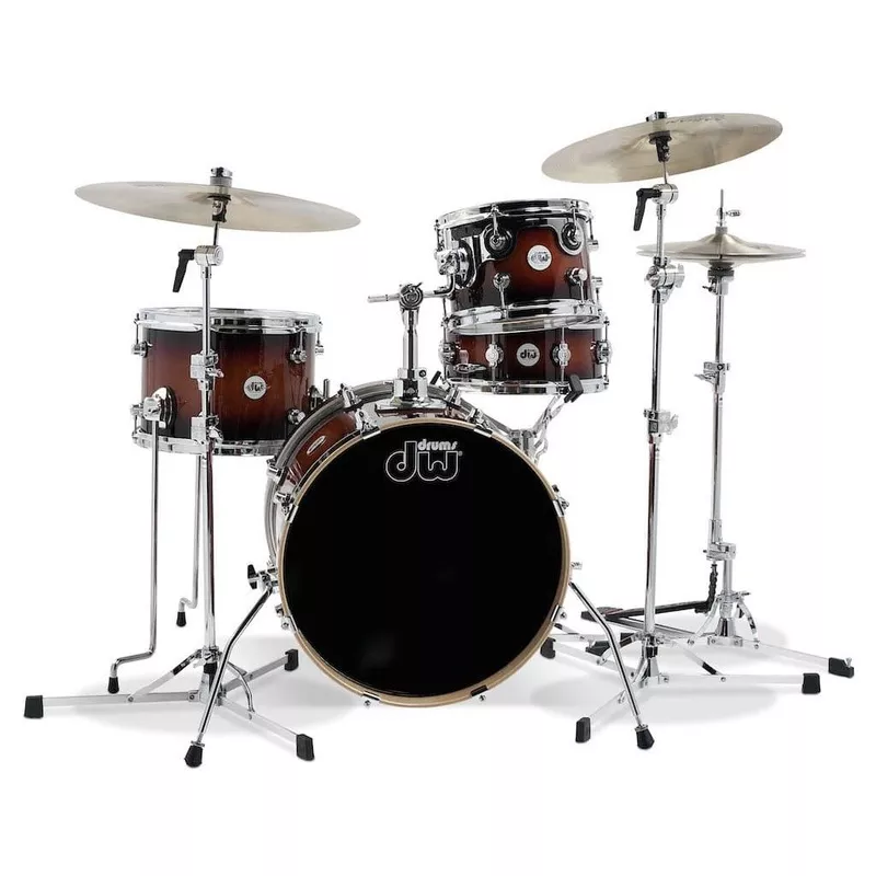 dw-design-mini-pro-4pc-drum-set-w-18bd-tobacco-burst-lacquer DW Design Mini-Pro 4pc Drum Set w/18BD Tobacco Burst Lacquer