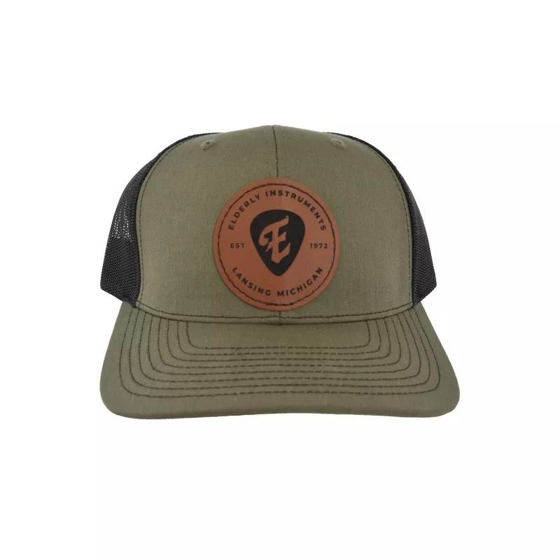 Elderly Instruments Hat, Olive Green with Leather Patch
