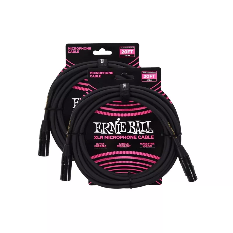 ernie-ball-20-xlr-microphone-cable-black-2-pack-bundle Ernie Ball 20′ XLR Microphone Cable Black 2 Pack Bundle