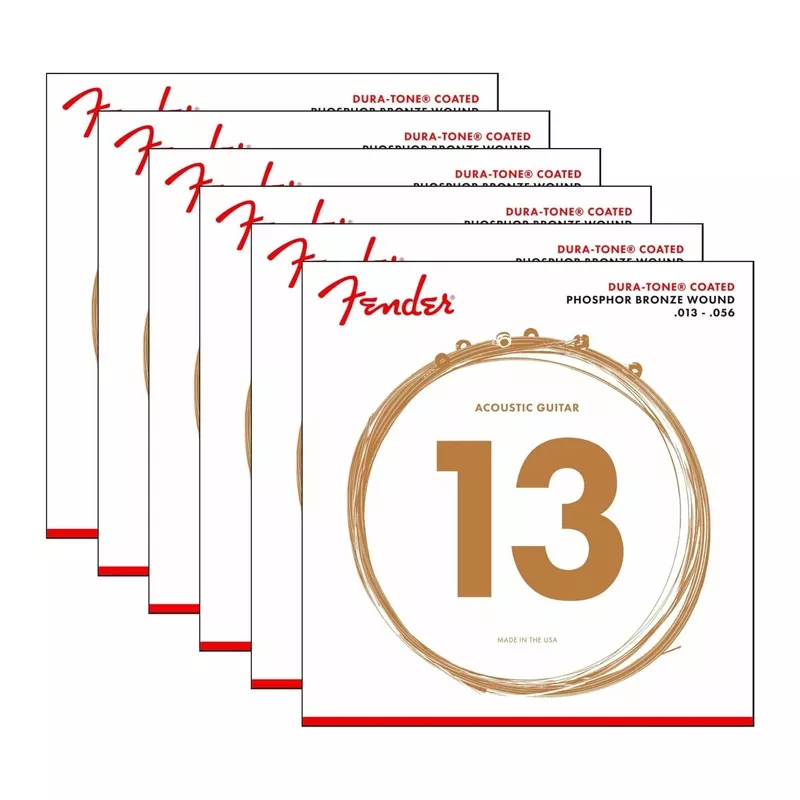 Fender 860M Phosphor Bronze Coated Strings 13-56 6 Pack Bundle