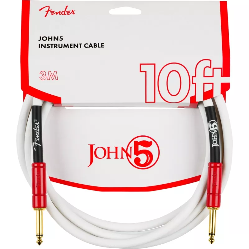 fender-john-5-instrument-cable-white-red-10 Fender John 5 Instrument Cable, White and Red, 10′
