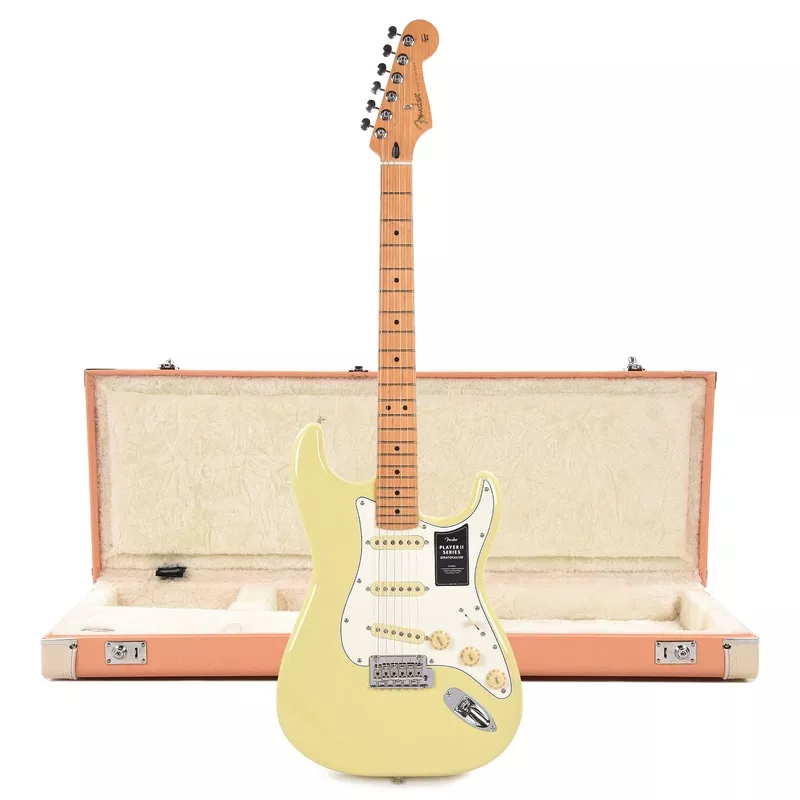 fender-player-ii-stratocaster-mn-hialeah-yellow-pacific-peach-hardshell-case-bun Fender Player II Stratocaster MN Hialeah Yellow and Pacific Peach Hardshell Case Bundle