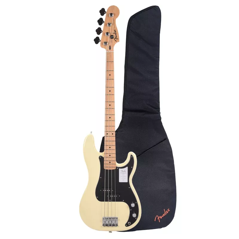 fender-standard-precision-bass-mn-olympic-white-fb405-gig-bag-bundle Fender Standard Precision Bass MN Olympic White and FB405 Gig Bag Bundle