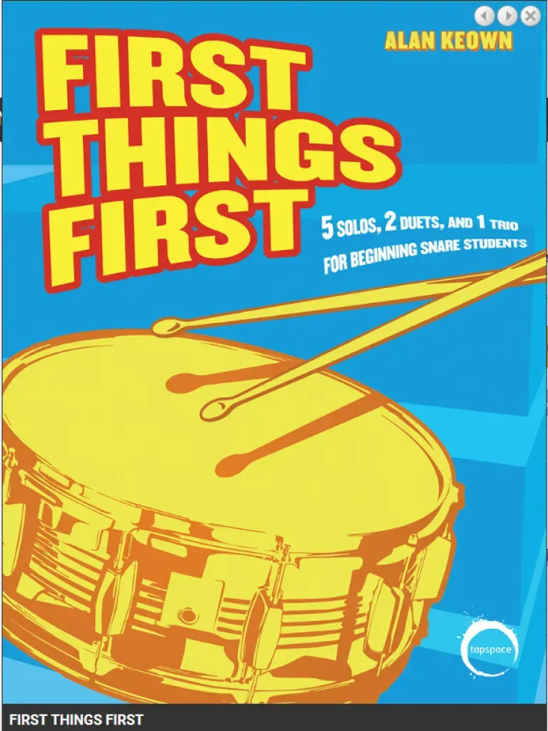 first-things-first-5-solos-2-duets-1-trio-beginning-snare-students First Things First: 5 solos, 2 duets, and 1 trio for beginning snare students