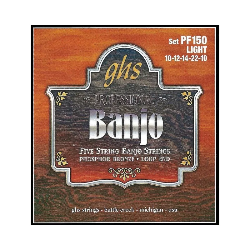 GHS PF150 Phosphor Bronze Banjo Strings, Light
