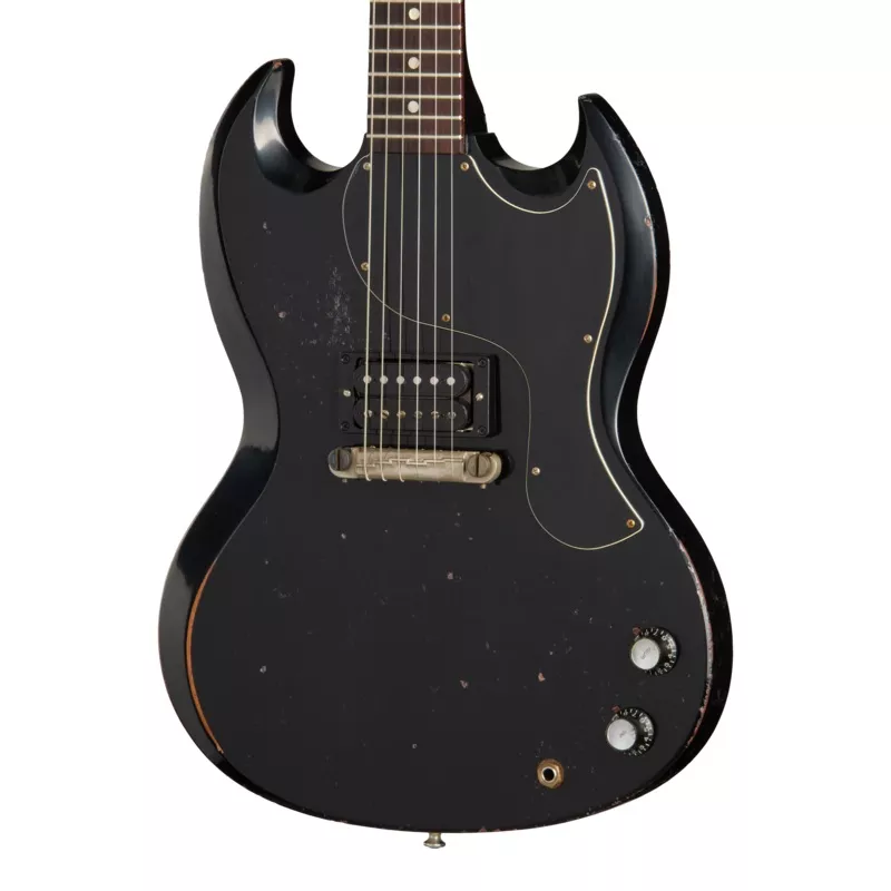 gibson-custom-1963-sg-junior-reissue-heavy-aged-ebony Gibson Custom 1963 SG Junior Reissue, Heavy Aged, Ebony