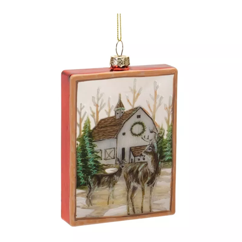 glittered-deer-farm-glass-ornament-set-12 Glittered Deer Farm Glass Ornament (Set of 12)