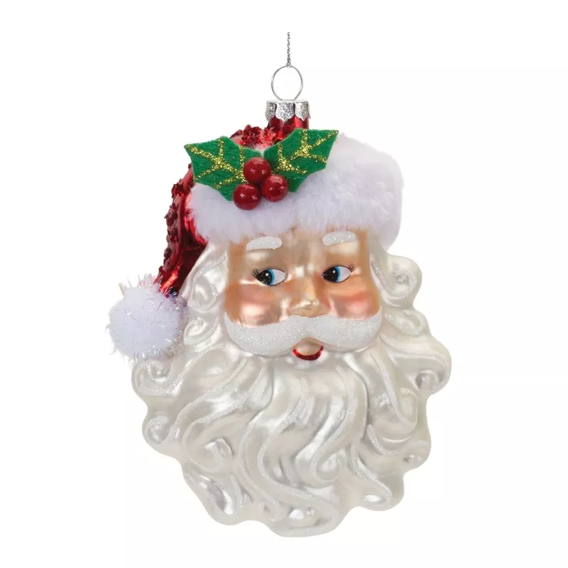 glittered-glass-santa-ornament-set-6 Glittered Glass Santa Ornament (Set of 6)