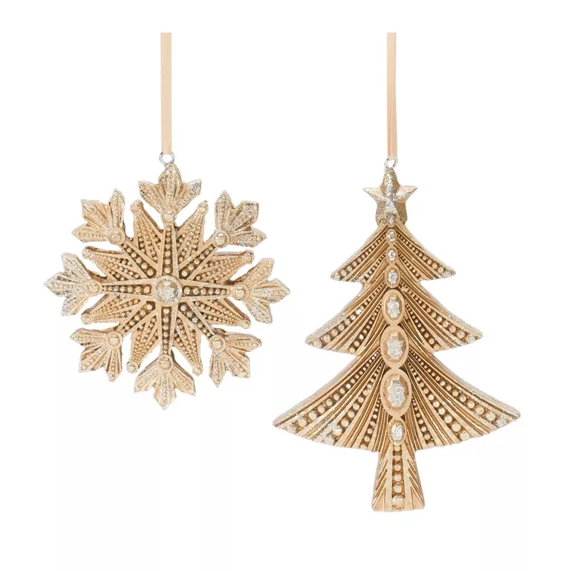 glittered-pine-tree-snowflake-ornament-set-12 Glittered Pine Tree and Snowflake Ornament (Set of 12)