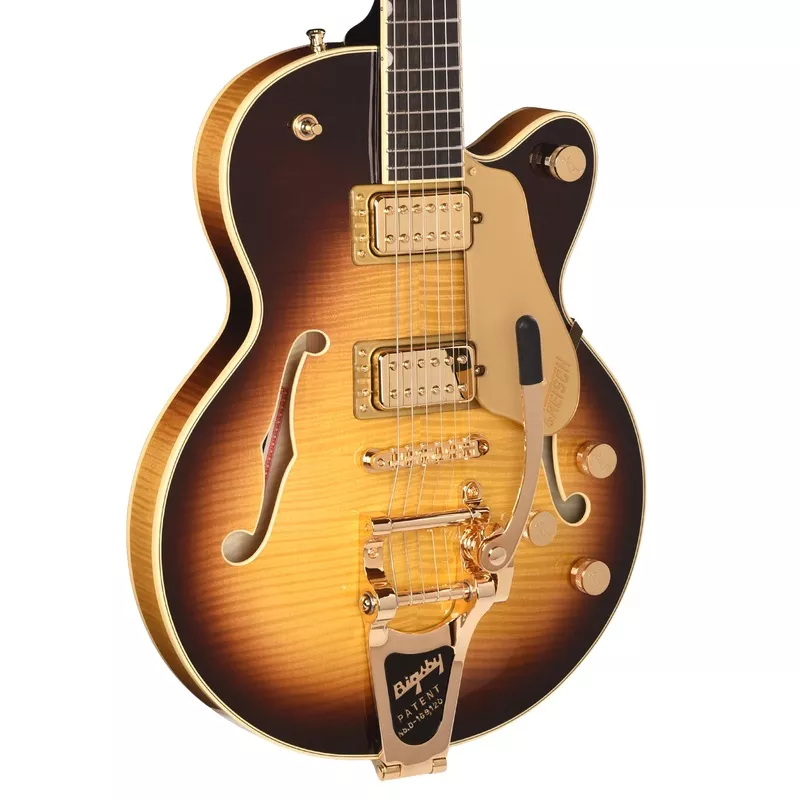gretsch-broadkaster-jr-lx-figured-center-block-caramel-dawn-gold-hardware-w-stri Gretsch Broadkaster Jr. LX Figured Center Block Caramel Dawn Gold Hardware w/String-Thru Bigsby