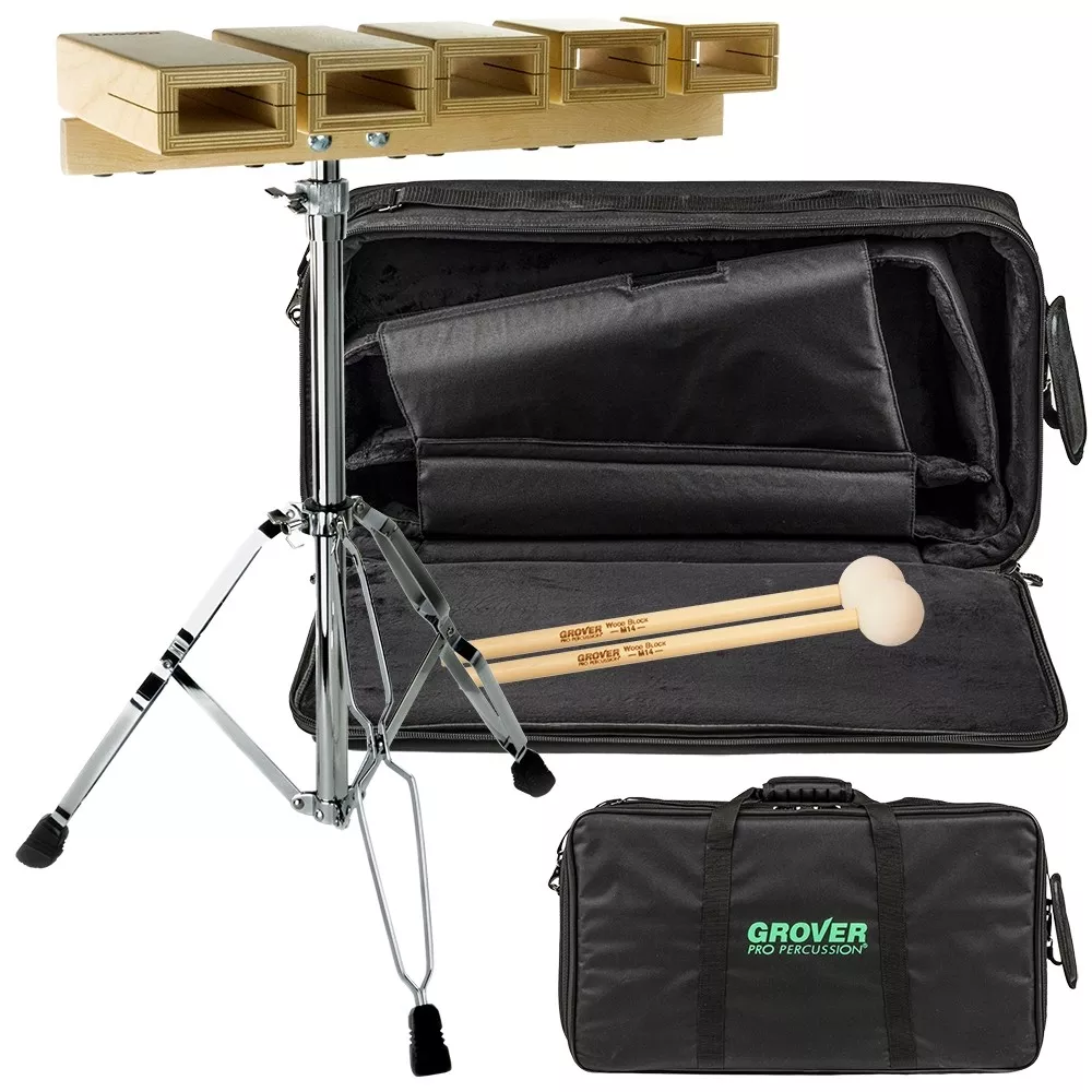 grover-tpb-xtcm-temple-block-set-w-stand-case-mallets GROVER TPB-XTCM TEMPLE BLOCK SET W/STAND CASE AND MALLETS