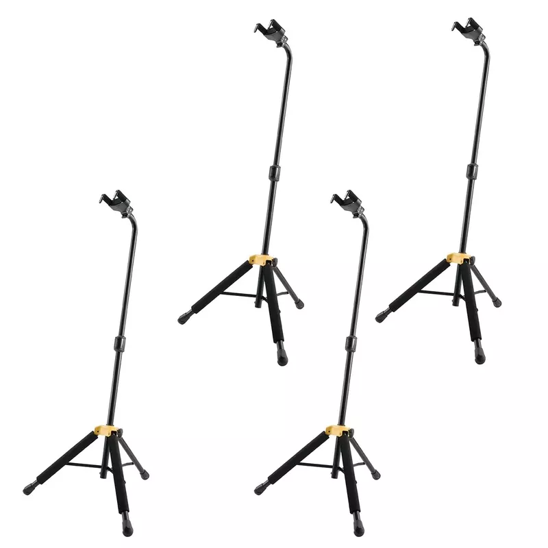 Hercules GS414B Plus Auto Grip System Guitar Stand 4 Pack Bundle