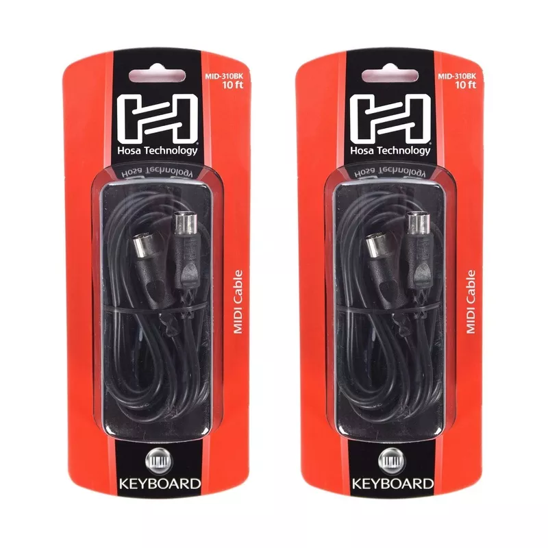 hosa-midi-cable-5-pin-din-to-din-10-ft-2-pack-bundle Hosa MIDI Cable 5-pin DIN to DIN 10 ft 2 Pack Bundle