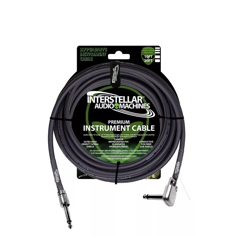 iam-10-hyperdrive-instrument-cable-1-4-ts-male-angle-straight IAM 10′ Hyperdrive Instrument Cable 1/4 TS Male Angle-Straight