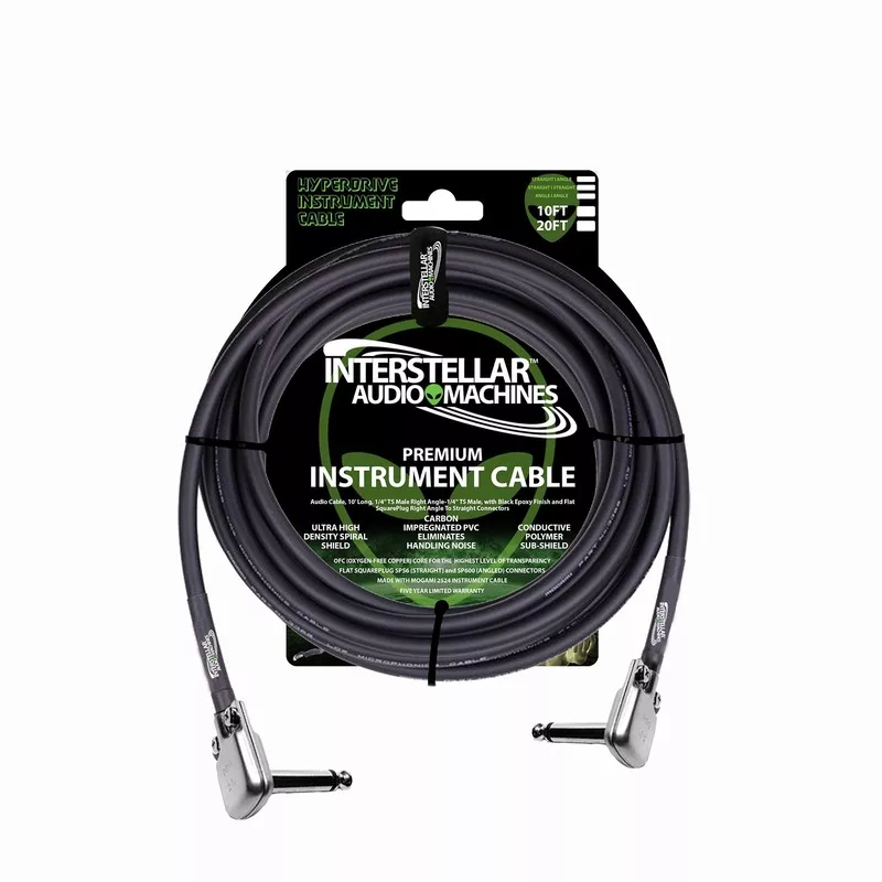 iam-10-hyperdrive-premium-instrument-cable-1-4-ts-male-angle-angle IAM 10′ Hyperdrive Premium Instrument Cable – 1/4 TS Male Angle-Angle