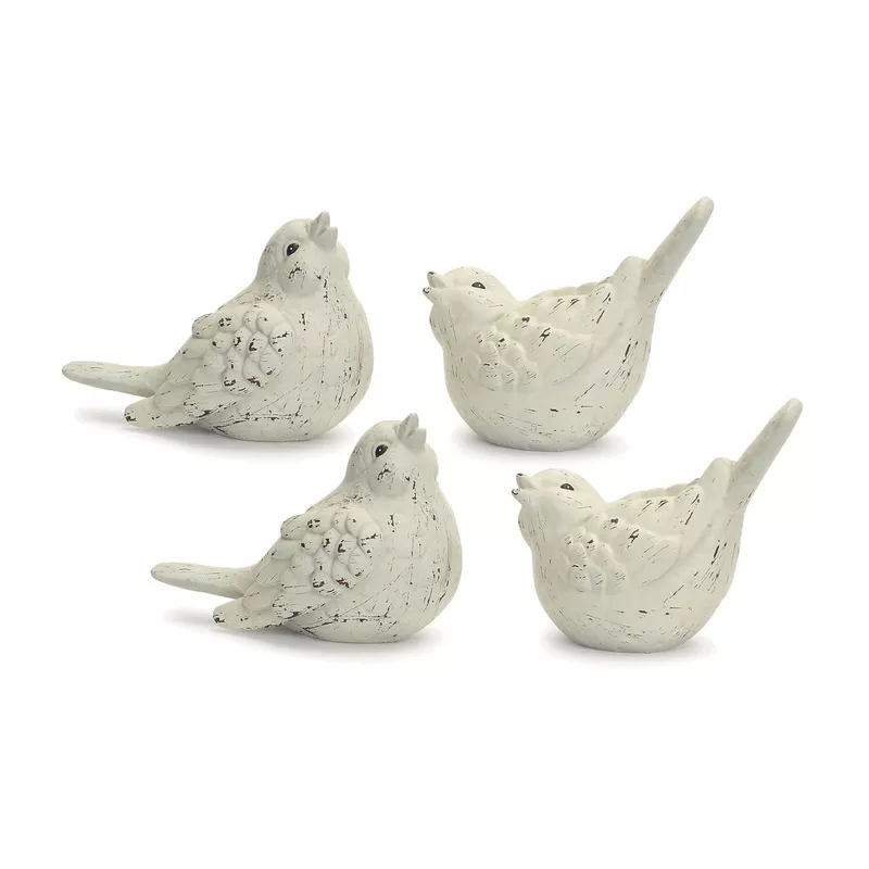 ivory-terra-cotta-bird-figurine-set-4 Ivory Terra Cotta Bird Figurine (Set of 4)
