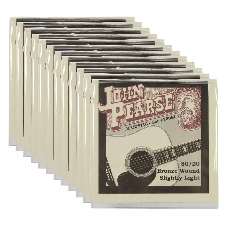 john-pearse-acoustic-strings-80-20-bronze-slightly-light-11-50-12-pack-bundle John Pearse Acoustic Strings 80/20 Bronze Slightly Light 11-50 12 Pack Bundle