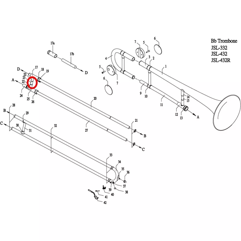 Jupiter 332/432 Trombone Inside Slide Brace
