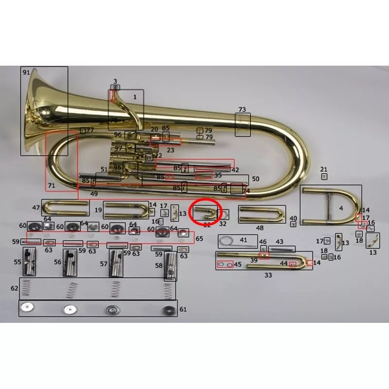 King 2280 Euphonium Lacquer 2nd Slide Assembly