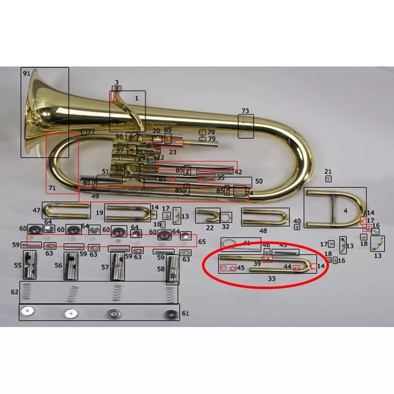 King 2280 Euphonium Lacquer 3rd Slide Assembly