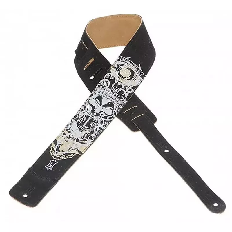 levys-ms1p-003-suede-2-5-in-guitar-strap-black-with-white-pattern Levys MS1P-003 Suede 2.5 in. Guitar Strap – Black with White Pattern