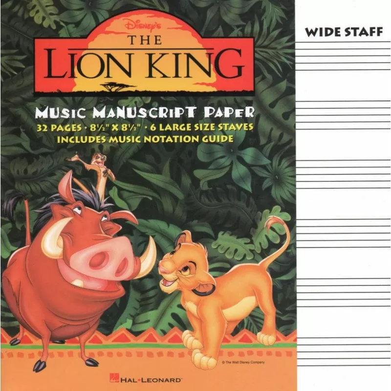 The Lion King – Manuscript Paper. Published by Hal Leonard.