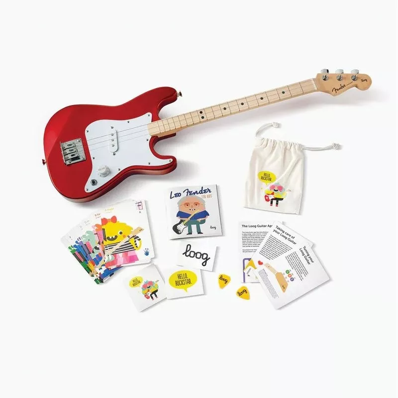 loog-fender-x-loog-3-string-stratocaster-guitar-candy-apple-red Loog Fender X Loog 3-String Stratocaster Guitar – Candy Apple Red