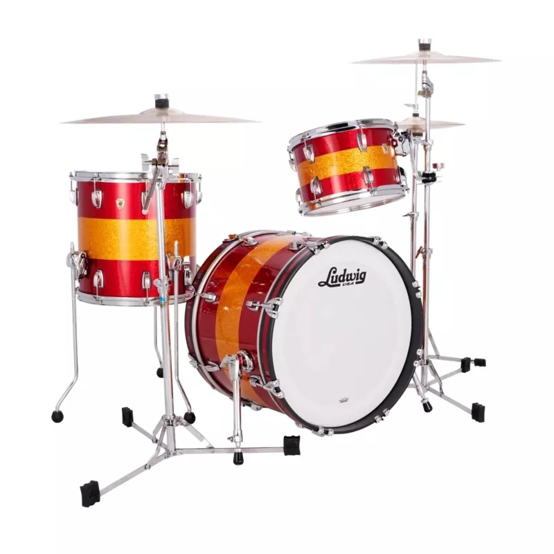 ludwig-classic-maple-3pc-downbeat-drum-set-red-gold-red-tri-band Ludwig Classic Maple 3pc Downbeat Drum Set Red/Gold/Red Tri-Band