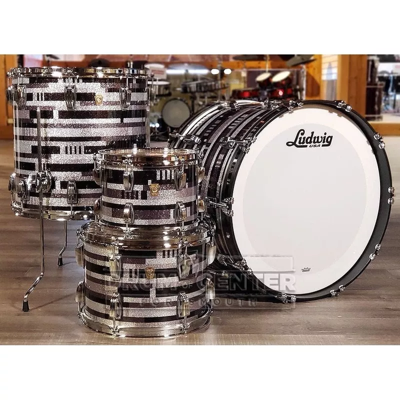 Ludwig Classic Maple 4pc 22/10/13/16 Drum Set Digital Black Sparkle