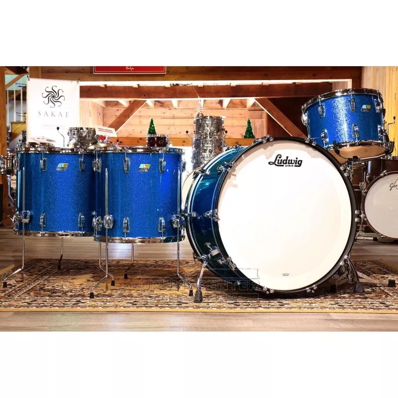 ludwig-classic-maple-4pc-bonham-drum-set-blue-sparkle Ludwig Classic Maple 4pc Bonham Drum Set Blue Sparkle