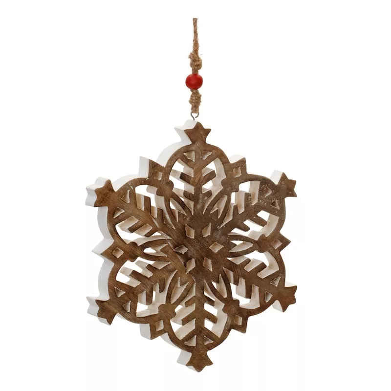 mango-wood-snowflake-cut-out-ornament-set-4 Mango Wood Snowflake Cut-Out Ornament (Set of 4)