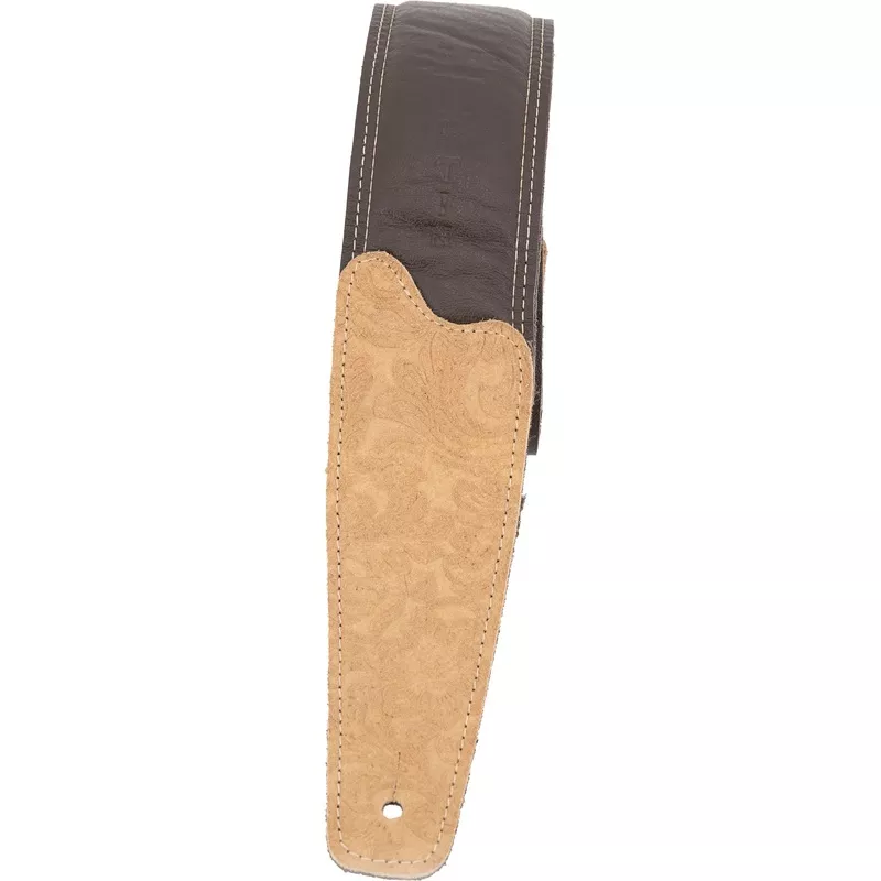 Martin Strap, Garment Leather, Floral Embossed, Dark Brown