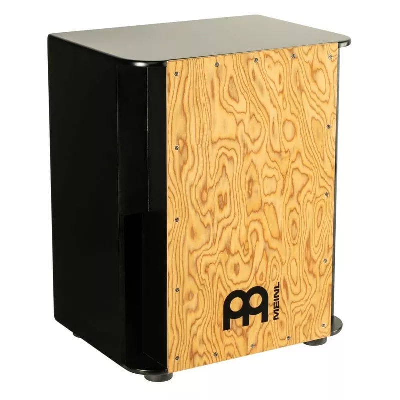 meinl-vertical-subwoofer-cajon-makah-burl-frontplate Meinl Vertical Subwoofer Cajon Makah Burl Frontplate
