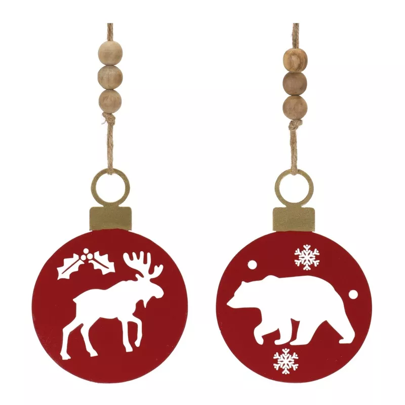 metal-cut-out-bear-moose-ornament-set-12 Metal Cut Out Bear and Moose Ornament (Set of 12)