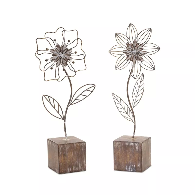 Metal Floral Dcor (Set of 2)