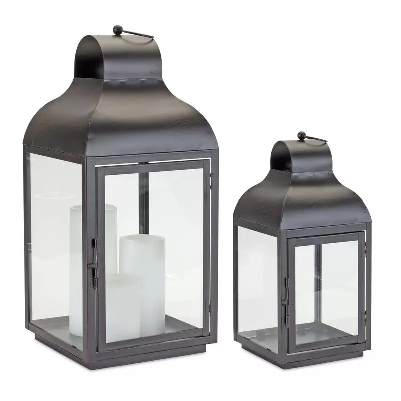 modern-iron-lantern-with-curved-top-set-2 Modern Iron Lantern with Curved Top (Set of 2)