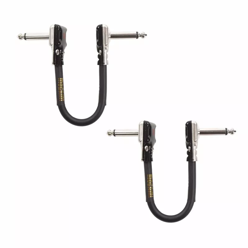 Mogami Gold Pancake Patch Instrument Cable 6″ Angle-Angle 2 Pack Bundle