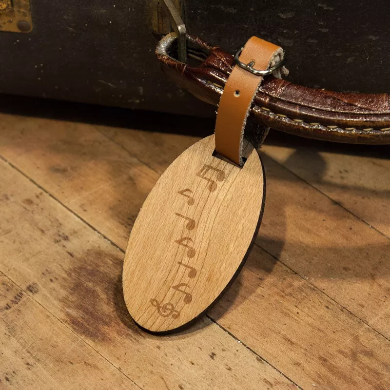 music-notes-wooden-oval-tag Music Notes Wooden Oval Tag