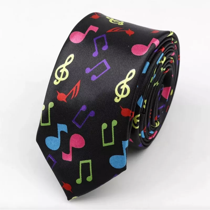 neck-tie-skinny-black-with-multicolor-notes Neck Tie – Skinny Black with Multicolor Notes